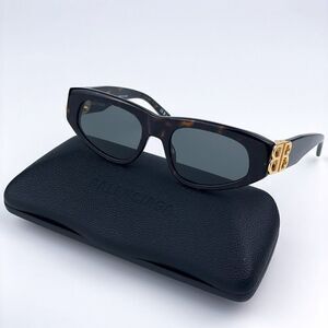 NEW Balenciaga BB0095S 002 Havana Brown Gold Green Cat Eye Unisex Sunglasses